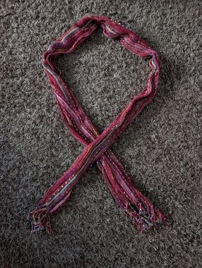 Multicolor Pink Woven Scarf with Metallic Threads